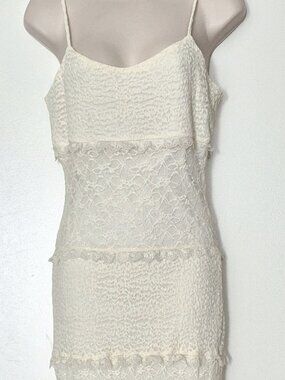 Thirty / Thirty Elegant Tiered Ruffled Lace Maxi Dress Ivory Size Large NWT